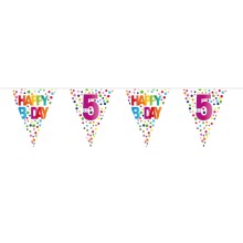 Wimpelkette Geburtstag - Happy Birthday - Gepunktet - Freie Zahlwahl 6 m, Zahl: 5