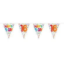 Wimpelkette Geburtstag - Happy Birthday - Gepunktet - Freie Zahlwahl 6 m, Zahl: 16