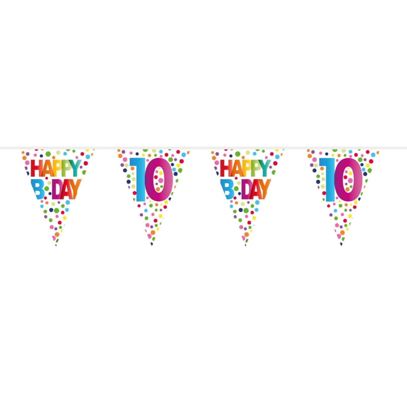 Wimpelkette Geburtstag - Happy Birthday - Gepunktet - Zahl 10 - 6 m