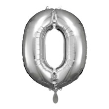1 Balloon XL - Zahl 0 - Silber