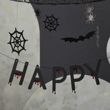 1 Bunting - Happy Halloween - Black - Ox Blood Foiled